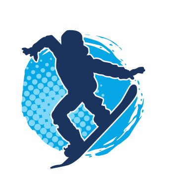 Erkek dağ kayağı silueti. Kayak tahtasıyla atlayan bir adamın silüeti.