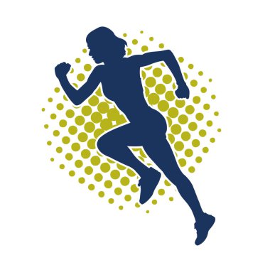 Koşan bir kadının silueti. Dişi bir koşunun silueti.