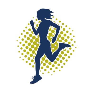 Koşan bir kadının silueti. Dişi bir koşunun silueti.