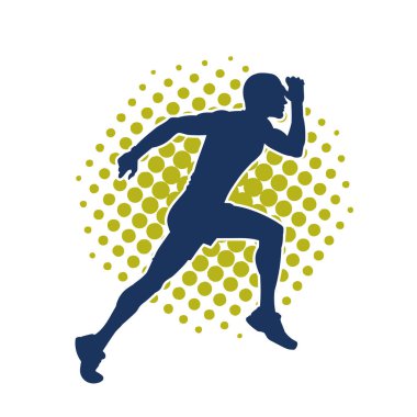 Koşu pozisyonundaki bir adamın silüeti. Siluet erkek koşusu pozu.