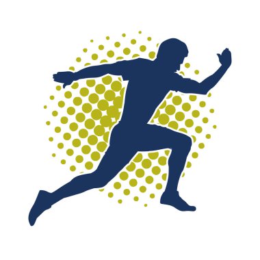 Koşu pozisyonundaki bir adamın silüeti. Siluet erkek koşusu pozu.