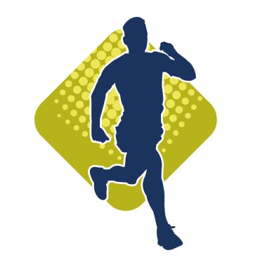 Koşu pozisyonundaki bir adamın silüeti. Siluet erkek koşusu pozu.