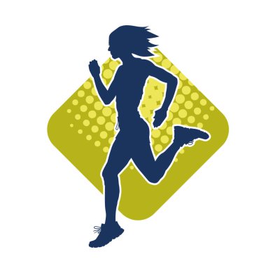 Koşan bir kadının silueti. Dişi bir koşunun silueti.