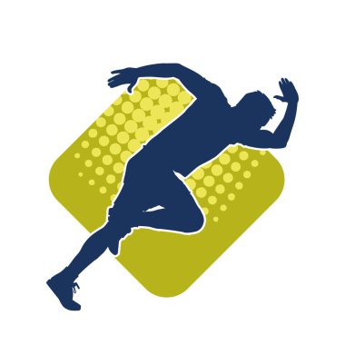 Koşu pozisyonundaki bir adamın silüeti. Siluet erkek koşusu pozu.