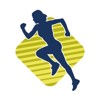 Koşan bir kadının silueti. Dişi bir koşunun silueti.