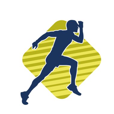 Koşu pozisyonundaki bir adamın silüeti. Siluet erkek koşusu pozu.