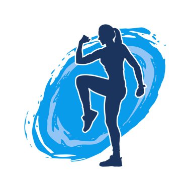 Fiziksel egzersiz yapan ya da spor yapan bir kadının silüeti.