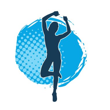 Hareketli bir kadın dansçının silueti. Dans eden zayıf bir kadının silueti..