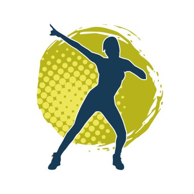 Hareketli bir kadın dansçının silueti. Dans eden zayıf bir kadının silueti..