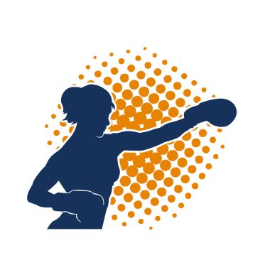 Kadın boks oyuncusunun silueti. Boks yaparken boks eldiveni giyen bir kadının silueti..