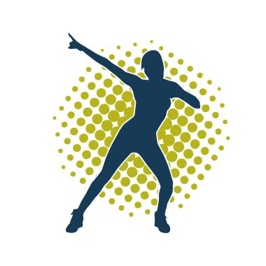 Hareketli bir kadın dansçının silueti. Dans eden zayıf bir kadının silueti..