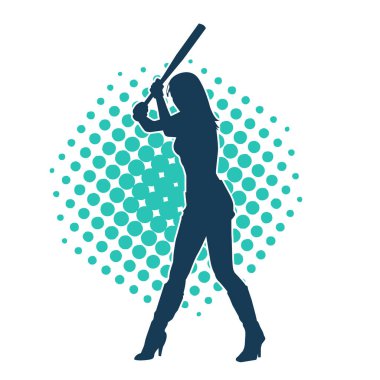 Sıska bir kadın dövüşçünün silueti beyzbol sopası taşıyor. 