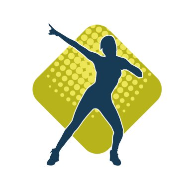 Hareketli bir kadın dansçının silueti. Dans eden zayıf bir kadının silueti..