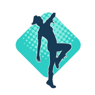 Hareketli bir kadın dansçının silueti. Dans eden zayıf bir kadının silueti..