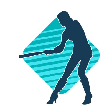 Hareket halindeki bir kadın dövüşçünün silueti beyzbol sopası taşıyor.