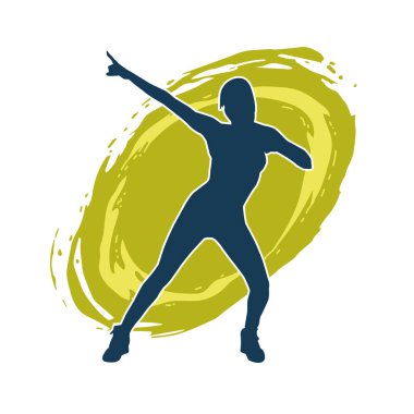 Hareketli bir kadın dansçının silueti. Dans eden zayıf bir kadının silueti..