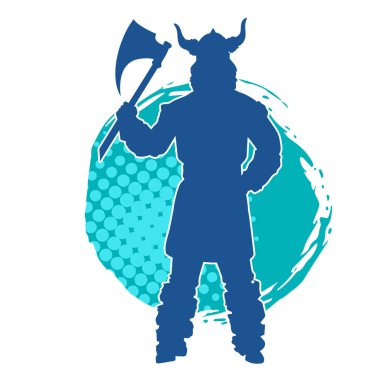 Viking kaskı takan ve savaş baltası taşıyan bir erkek savaşçının silueti.