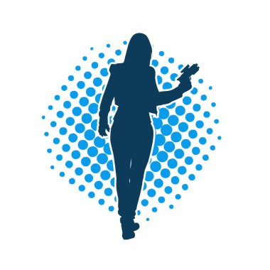 Sıska bir kadın savaşçının silueti makineli tüfekle poz veriyor.