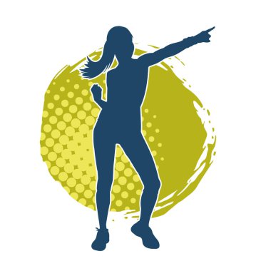 Sportif kadın silueti aerobik yapıyor. 