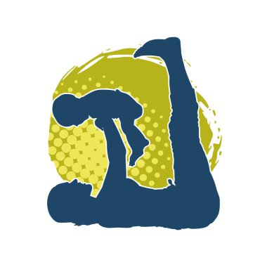 Zayıf bir kadının, pilates yaparken çocuklarını kaldırması silueti.