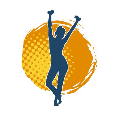 Dambıl kullanarak fiziksel egzersiz yapan ya da spor yapan kadın silueti.