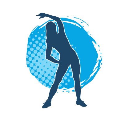 Sportif kadın silueti aerobik yapıyor. 