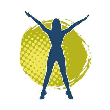 Sportif kadın silueti aerobik yapıyor. 