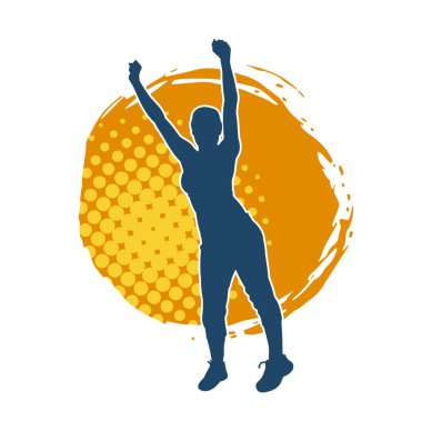 Sportif kadın silueti aerobik yapıyor. 