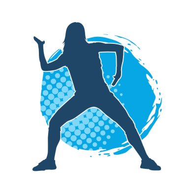 Hareketli bir kadın dansçının silueti. Dans eden zayıf bir kadının silueti..