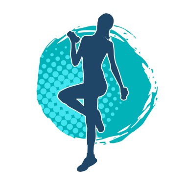 Dambıl kullanarak fiziksel egzersiz yapan ya da spor yapan kadın silueti.