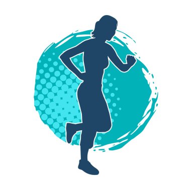 Sportif kadın silueti aerobik yapıyor. 