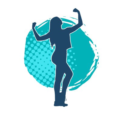 Sportif kadın silueti aerobik yapıyor. 