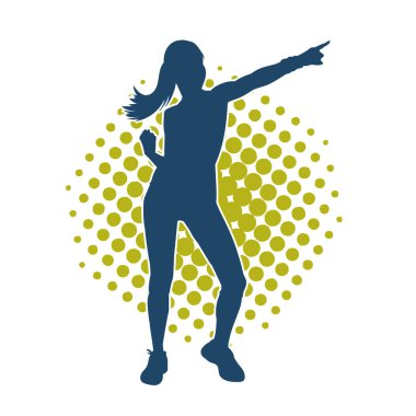 Sportif kadın silueti aerobik yapıyor. 