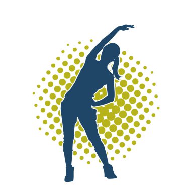 Sportif kadın silueti aerobik yapıyor. 