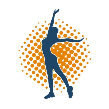 Hareketli bir kadın dansçının silueti. Dans eden zayıf bir kadının silueti..