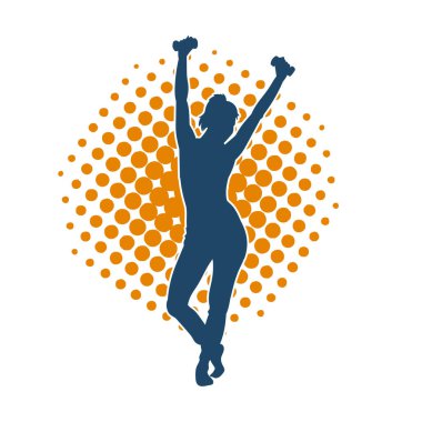 Dambıl kullanarak fiziksel egzersiz yapan ya da spor yapan kadın silueti.