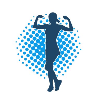 Sportif kadın silueti aerobik yapıyor. 