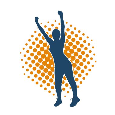 Sportif kadın silueti aerobik yapıyor. 