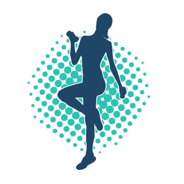 Dambıl kullanarak fiziksel egzersiz yapan ya da spor yapan kadın silueti.