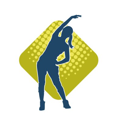 Sportif kadın silueti aerobik yapıyor. 