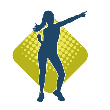 Sportif kadın silueti aerobik yapıyor. 