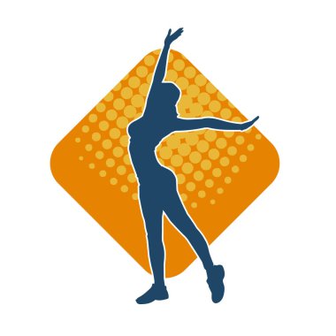 Hareketli bir kadın dansçının silueti. Dans eden zayıf bir kadının silueti..