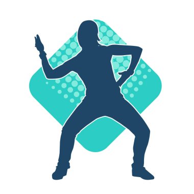 Hareketli bir kadın dansçının silueti. Dans eden zayıf bir kadının silueti..