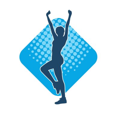 Sportif kadın silueti aerobik yapıyor. 