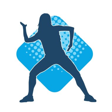 Hareketli bir kadın dansçının silueti. Dans eden zayıf bir kadının silueti..