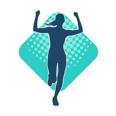 Sportif kadın silueti aerobik yapıyor. 