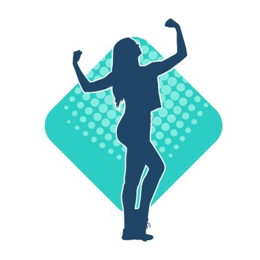 Sportif kadın silueti aerobik yapıyor. 