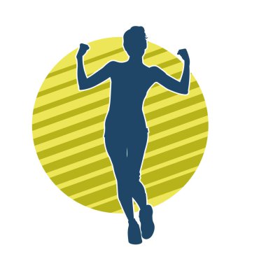 Sportif kadın silueti aerobik yapıyor. 
