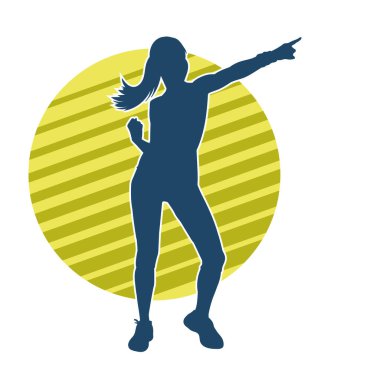 Sportif kadın silueti aerobik yapıyor. 