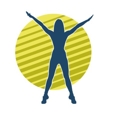 Sportif kadın silueti aerobik yapıyor. 